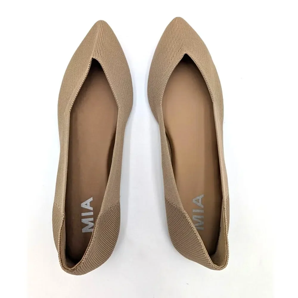 Mia Kerri Pointed Toe Ballet Flat Shoes Women's Dark Sand Size US8M EU38.5